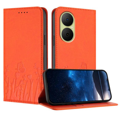 Tulips Butterfly Pattern Magnetic Vegan Leather Phone Case, For Huawei Enjoy 80, For Huawei Mate 70 Pro / Mate 70 Pro+, For Huawei Mate 70, For Huawei Pura 70 Pro / Pura 70 Pro+, For Huawei nova 12i, For Huawei nova 12 SE / nova 11 SE, For Huawei nova ...