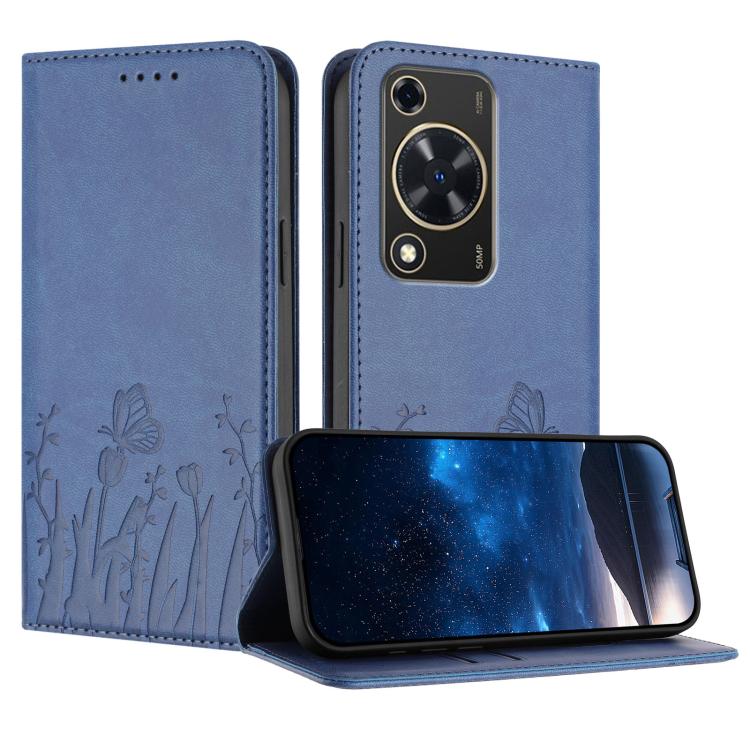 Tulips Butterfly Pattern Magnetic Vegan Leather Phone Case, For Huawei Enjoy 80, For Huawei Mate 70 Pro / Mate 70 Pro+, For Huawei Mate 70, For Huawei Pura 70 Pro / Pura 70 Pro+, For Huawei nova 12i, For Huawei nova 12 SE / nova 11 SE, For Huawei nova ...