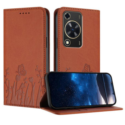 Tulips Butterfly Pattern Magnetic Vegan Leather Phone Case, For Huawei Enjoy 80, For Huawei Mate 70 Pro / Mate 70 Pro+, For Huawei Mate 70, For Huawei Pura 70 Pro / Pura 70 Pro+, For Huawei nova 12i, For Huawei nova 12 SE / nova 11 SE, For Huawei nova ...