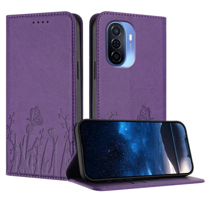 Tulips Butterfly Pattern Magnetic Vegan Leather Phone Case, For Huawei nova 12 Pro / nova 12 Ultra, For Huawei Mate 60 Pro / Mate 60 Pro+, For Huawei Maimang A20, For Huawei Mate 60, For Huawei Enjoy 50 / Enjoy 60 / nova Y70, For Huawei P60 / P60 Pro  ...