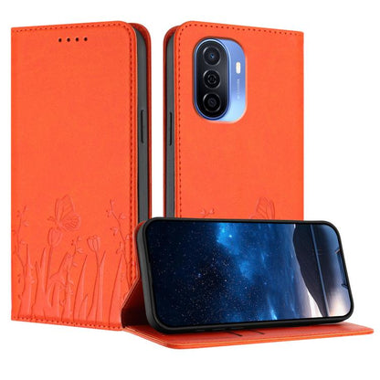 Tulips Butterfly Pattern Magnetic Vegan Leather Phone Case, For Huawei nova 12 Pro / nova 12 Ultra, For Huawei Mate 60 Pro / Mate 60 Pro+, For Huawei Maimang A20, For Huawei Mate 60, For Huawei Enjoy 50 / Enjoy 60 / nova Y70, For Huawei P60 / P60 Pro  ...