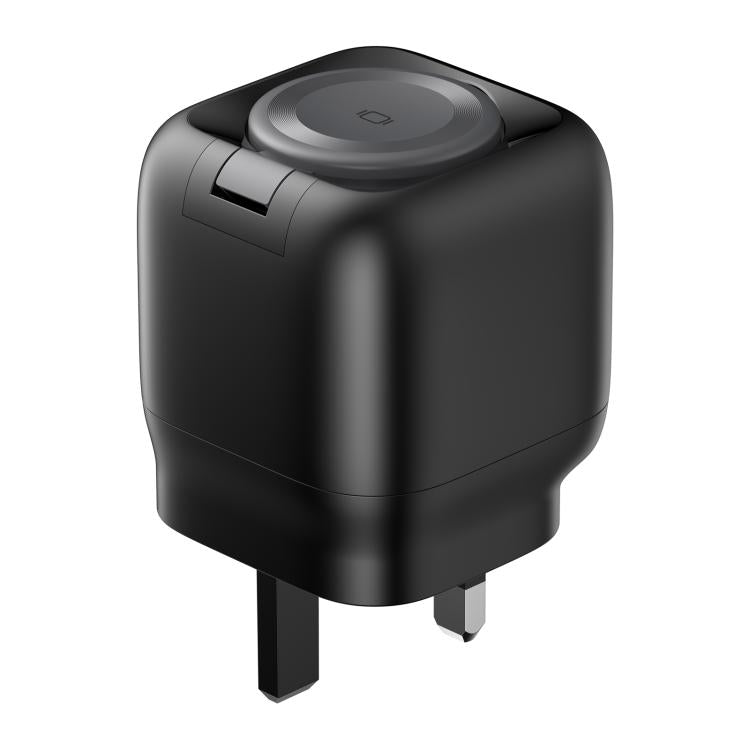 Black Havit GaN travel charger with UK plug prongs and top power cap