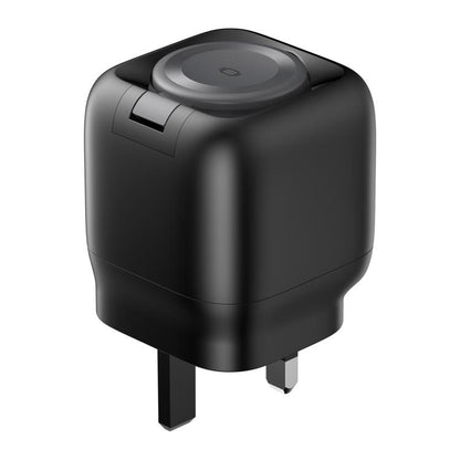 Black Havit GaN travel charger with UK plug prongs and top power cap