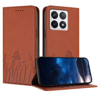 Tulips Butterfly Pattern Magnetic Vegan Leather Phone Case, For Xiaomi Poco F7 / Redmi Turbo 4 Pro, For Xiaomi Poco F7 Pro / Poco F7 Ultra, For Xiaomi 15 Ultra, For Xiaomi Poco X7 Pro / Redmi Turbo 4, For Xiaomi 15 Pro, For Xiaomi 15, For Xiaomi 14T Pr...