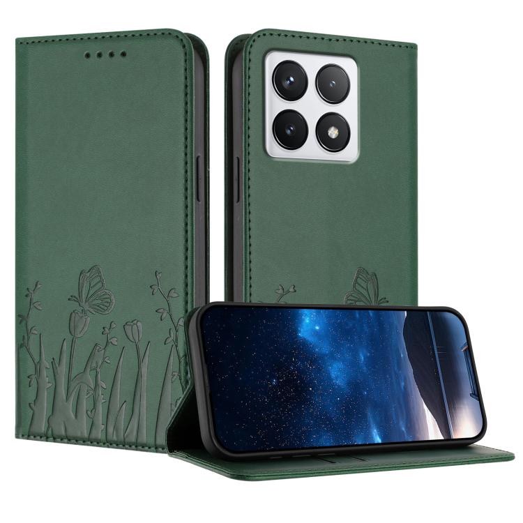 Tulips Butterfly Pattern Magnetic Vegan Leather Phone Case, For Xiaomi Poco F7 / Redmi Turbo 4 Pro, For Xiaomi Poco F7 Pro / Poco F7 Ultra, For Xiaomi 15 Ultra, For Xiaomi Poco X7 Pro / Redmi Turbo 4, For Xiaomi 15 Pro, For Xiaomi 15, For Xiaomi 14T Pr...