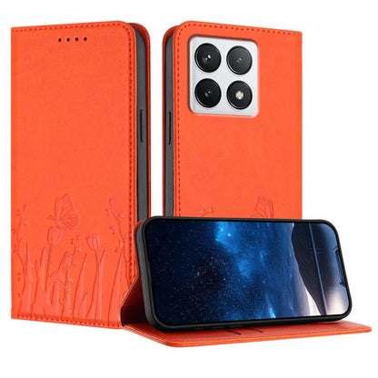 Tulips Butterfly Pattern Magnetic Vegan Leather Phone Case, For Xiaomi Poco F7 / Redmi Turbo 4 Pro, For Xiaomi Poco F7 Pro / Poco F7 Ultra, For Xiaomi 15 Ultra, For Xiaomi Poco X7 Pro / Redmi Turbo 4, For Xiaomi 15 Pro, For Xiaomi 15, For Xiaomi 14T Pr...