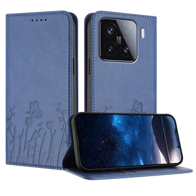 Tulips Butterfly Pattern Magnetic Vegan Leather Phone Case, For Xiaomi Poco F7 / Redmi Turbo 4 Pro, For Xiaomi Poco F7 Pro / Poco F7 Ultra, For Xiaomi 15 Ultra, For Xiaomi Poco X7 Pro / Redmi Turbo 4, For Xiaomi 15 Pro, For Xiaomi 15, For Xiaomi 14T Pr...