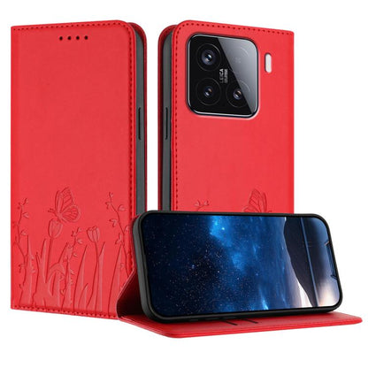 Tulips Butterfly Pattern Magnetic Vegan Leather Phone Case, For Xiaomi Poco F7 / Redmi Turbo 4 Pro, For Xiaomi Poco F7 Pro / Poco F7 Ultra, For Xiaomi 15 Ultra, For Xiaomi Poco X7 Pro / Redmi Turbo 4, For Xiaomi 15 Pro, For Xiaomi 15, For Xiaomi 14T Pr...
