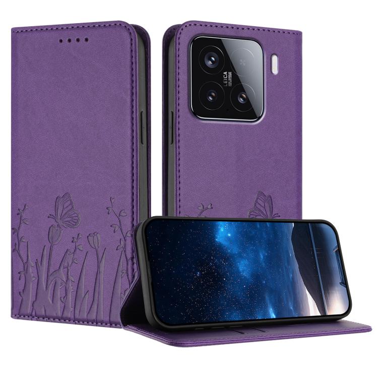 Tulips Butterfly Pattern Magnetic Vegan Leather Phone Case, For Xiaomi Poco F7 / Redmi Turbo 4 Pro, For Xiaomi Poco F7 Pro / Poco F7 Ultra, For Xiaomi 15 Ultra, For Xiaomi Poco X7 Pro / Redmi Turbo 4, For Xiaomi 15 Pro, For Xiaomi 15, For Xiaomi 14T Pr...