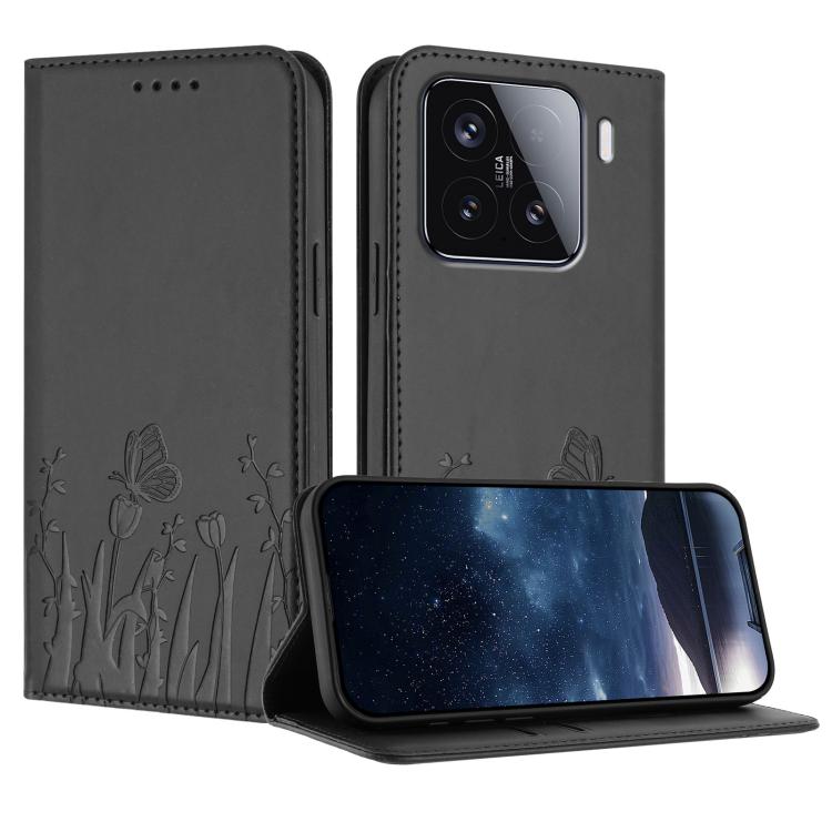 Tulips Butterfly Pattern Magnetic Vegan Leather Phone Case, For Xiaomi Poco F7 / Redmi Turbo 4 Pro, For Xiaomi Poco F7 Pro / Poco F7 Ultra, For Xiaomi 15 Ultra, For Xiaomi Poco X7 Pro / Redmi Turbo 4, For Xiaomi 15 Pro, For Xiaomi 15, For Xiaomi 14T Pr...