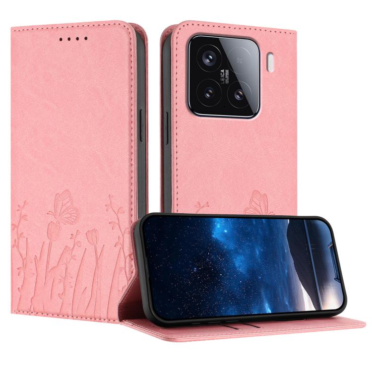 Tulips Butterfly Pattern Magnetic Vegan Leather Phone Case, For Xiaomi Poco F7 / Redmi Turbo 4 Pro, For Xiaomi Poco F7 Pro / Poco F7 Ultra, For Xiaomi 15 Ultra, For Xiaomi Poco X7 Pro / Redmi Turbo 4, For Xiaomi 15 Pro, For Xiaomi 15, For Xiaomi 14T Pr...