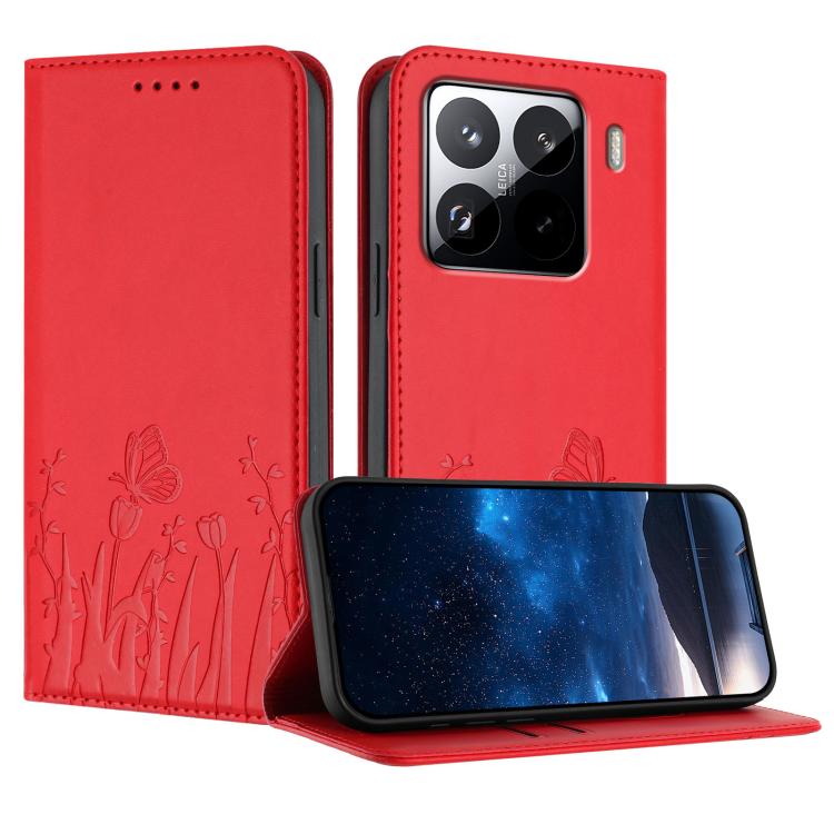 Tulips Butterfly Pattern Magnetic Vegan Leather Phone Case, For Xiaomi Poco F7 / Redmi Turbo 4 Pro, For Xiaomi Poco F7 Pro / Poco F7 Ultra, For Xiaomi 15 Ultra, For Xiaomi Poco X7 Pro / Redmi Turbo 4, For Xiaomi 15 Pro, For Xiaomi 15, For Xiaomi 14T Pr...