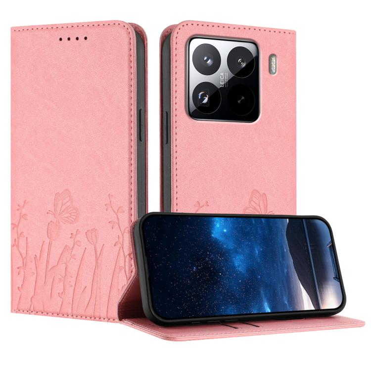 Tulips Butterfly Pattern Magnetic Vegan Leather Phone Case, For Xiaomi Poco F7 / Redmi Turbo 4 Pro, For Xiaomi Poco F7 Pro / Poco F7 Ultra, For Xiaomi 15 Ultra, For Xiaomi Poco X7 Pro / Redmi Turbo 4, For Xiaomi 15 Pro, For Xiaomi 15, For Xiaomi 14T Pr...