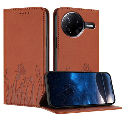 Tulips Butterfly Pattern Magnetic Vegan Leather Phone Case, For Xiaomi Poco F7 / Redmi Turbo 4 Pro, For Xiaomi Poco F7 Pro / Poco F7 Ultra, For Xiaomi 15 Ultra, For Xiaomi Poco X7 Pro / Redmi Turbo 4, For Xiaomi 15 Pro, For Xiaomi 15, For Xiaomi 14T Pr...