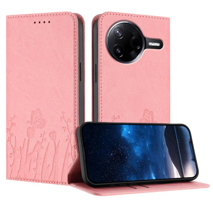 Tulips Butterfly Pattern Magnetic Vegan Leather Phone Case, For Xiaomi Poco F7 / Redmi Turbo 4 Pro, For Xiaomi Poco F7 Pro / Poco F7 Ultra, For Xiaomi 15 Ultra, For Xiaomi Poco X7 Pro / Redmi Turbo 4, For Xiaomi 15 Pro, For Xiaomi 15, For Xiaomi 14T Pr...
