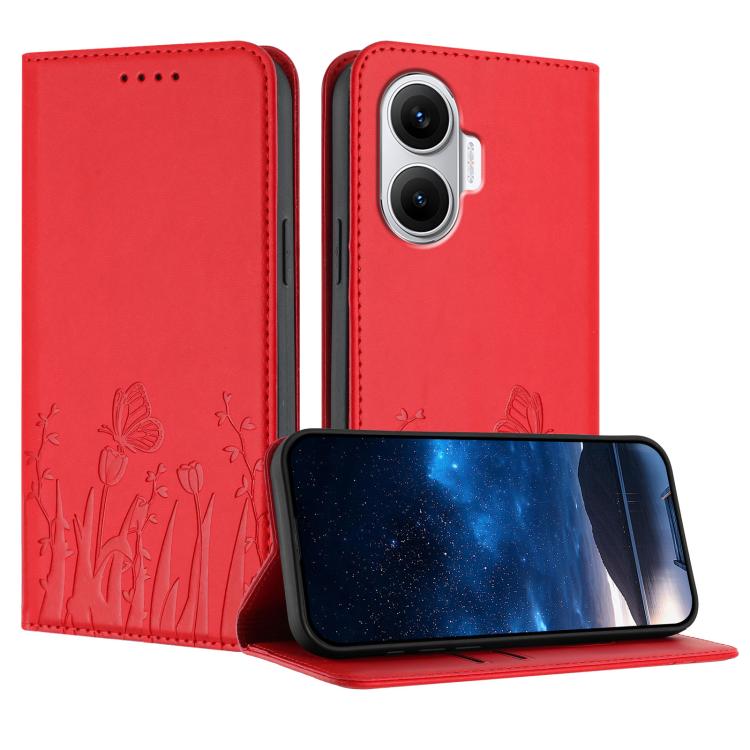 Tulips Butterfly Pattern Magnetic Vegan Leather Phone Case, For Xiaomi Poco F7 / Redmi Turbo 4 Pro, For Xiaomi Poco F7 Pro / Poco F7 Ultra, For Xiaomi 15 Ultra, For Xiaomi Poco X7 Pro / Redmi Turbo 4, For Xiaomi 15 Pro, For Xiaomi 15, For Xiaomi 14T Pr...
