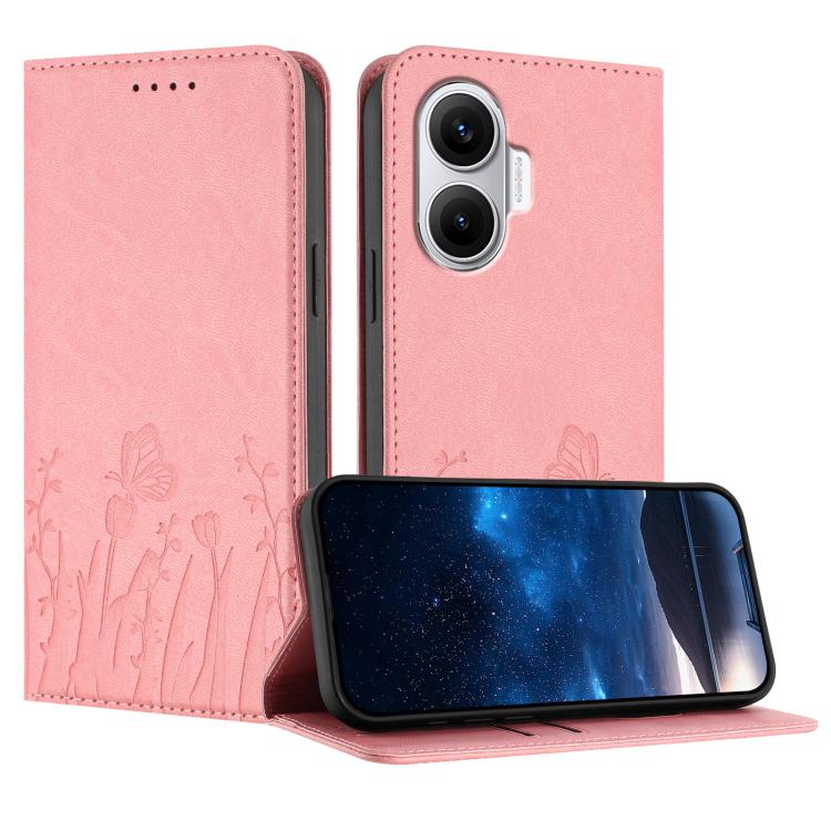 Tulips Butterfly Pattern Magnetic Vegan Leather Phone Case, For Xiaomi Poco F7 / Redmi Turbo 4 Pro, For Xiaomi Poco F7 Pro / Poco F7 Ultra, For Xiaomi 15 Ultra, For Xiaomi Poco X7 Pro / Redmi Turbo 4, For Xiaomi 15 Pro, For Xiaomi 15, For Xiaomi 14T Pr...