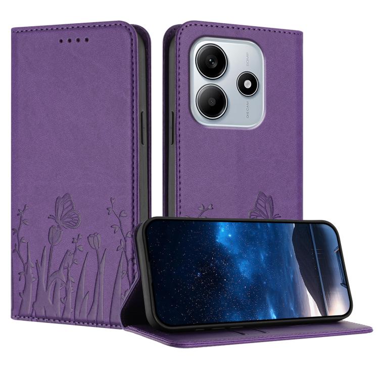 Tulips Butterfly Pattern Magnetic Vegan Leather Phone Case, For Redmi Note 14 5G / Poco M7 Pro 5G, For Redmi Note 14 Pro 4G, For Redmi Note 14 4G 163.25mm, For Redmi K70 Ultra, For Redmi 13 4G / 5G / Note 13R / Poco M6 Plus 5G                          ...