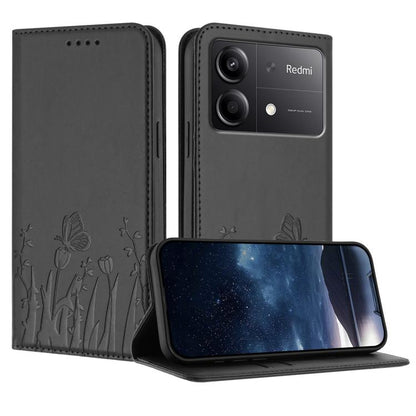 Tulips Butterfly Pattern Magnetic Vegan Leather Phone Case, For Redmi Note 14 5G / Poco M7 Pro 5G, For Redmi Note 14 Pro 4G, For Redmi Note 14 4G 163.25mm, For Redmi K70 Ultra, For Redmi 13 4G / 5G / Note 13R / Poco M6 Plus 5G                          ...