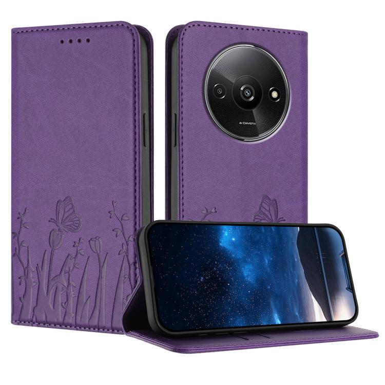 Tulips Butterfly Pattern Magnetic Vegan Leather Phone Case, For Redmi Note 14 5G / Poco M7 Pro 5G, For Redmi Note 14 Pro 4G, For Redmi Note 14 4G 163.25mm, For Redmi K70 Ultra, For Redmi 13 4G / 5G / Note 13R / Poco M6 Plus 5G                          ...
