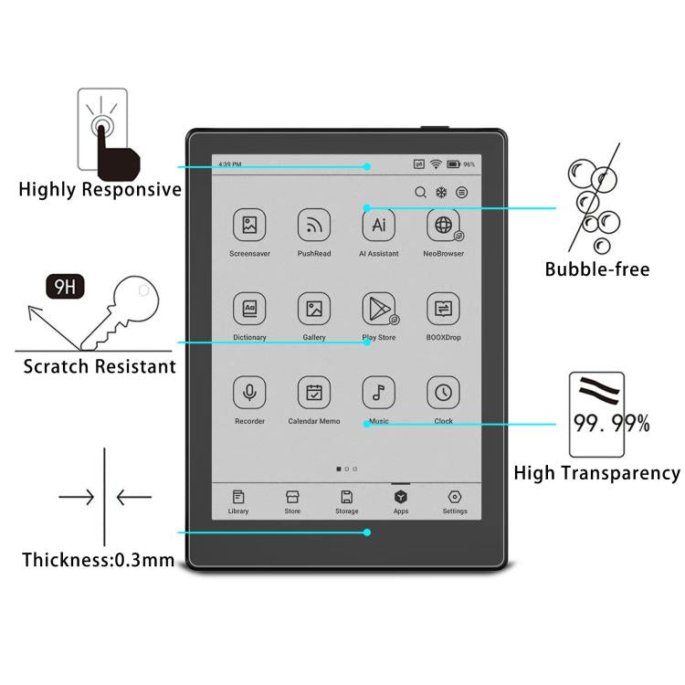 2 PCS/Pack 9H 0.3mm Explosion-proof Tempered Glass Film, For BOOX Go 6 Elnk 6.0, For BOOX Tablet Go 6 Gen II 6.0