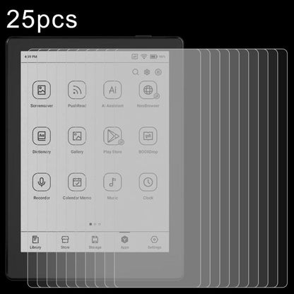 Set of 25 tempered glass screen protector films for tablet, clear and ultra-thin