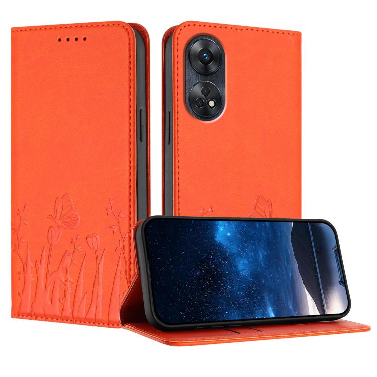 Tulips Butterfly Pattern Magnetic Vegan Leather Phone Case, For OPPO Find X8 Pro, For OPPO A78 5G Global / OPPO A1x, For OPPO Reno8 T 4G, For OPPO Find X6 Pro, For OPPO Find X6, For OPPO A1 Pro / Reno8 T 5G, For OPPO A57 4G / A57e / A57s / A77 4G / A77...