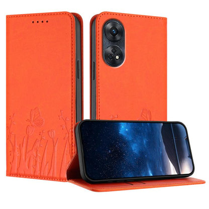 Tulips Butterfly Pattern Magnetic Vegan Leather Phone Case, For OPPO Find X8 Pro, For OPPO A78 5G Global / OPPO A1x, For OPPO Reno8 T 4G, For OPPO Find X6 Pro, For OPPO Find X6, For OPPO A1 Pro / Reno8 T 5G, For OPPO A57 4G / A57e / A57s / A77 4G / A77...