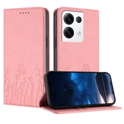 Tulips Butterfly Pattern Magnetic Vegan Leather Phone Case, For OPPO Find X8 Pro, For OPPO A78 5G Global / OPPO A1x, For OPPO Reno8 T 4G, For OPPO Find X6 Pro, For OPPO Find X6, For OPPO A1 Pro / Reno8 T 5G, For OPPO A57 4G / A57e / A57s / A77 4G / A77...