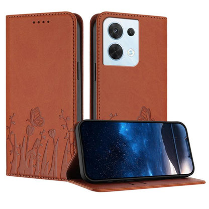 Tulips Butterfly Pattern Magnetic Vegan Leather Phone Case, For OPPO Reno8 5G, For OPPO A36 / A76 / A96 / K10 4G