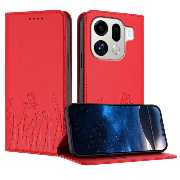 Tulips Butterfly Pattern Magnetic Vegan Leather Phone Case, For OPPO A6x / A6c Global / A6 Pro India, For OPPO Reno15 F 5G Global, For OPPO Reno15 Pro Max 5G Global, For OPPO Reno15 Pro 5G Global, For OPPO Reno15 5G Global, For OPPO Find X9            ...