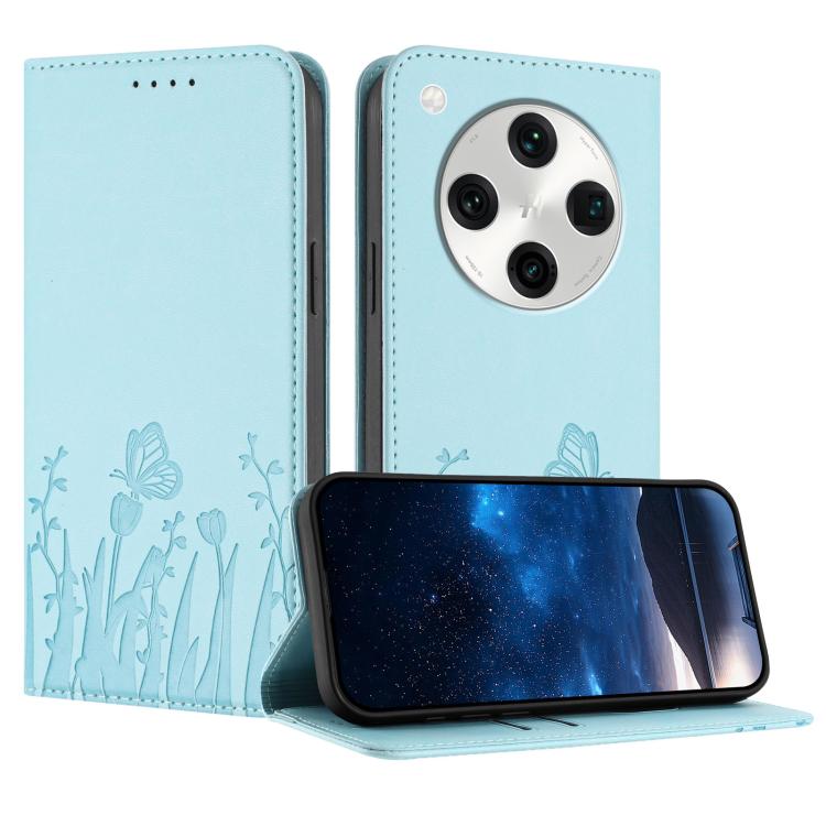 Tulips Butterfly Pattern Magnetic Vegan Leather Phone Case, For OPPO Find X8 Pro, For OPPO A78 5G Global / OPPO A1x, For OPPO Reno8 T 4G, For OPPO Find X6 Pro, For OPPO Find X6, For OPPO A1 Pro / Reno8 T 5G, For OPPO A57 4G / A57e / A57s / A77 4G / A77...