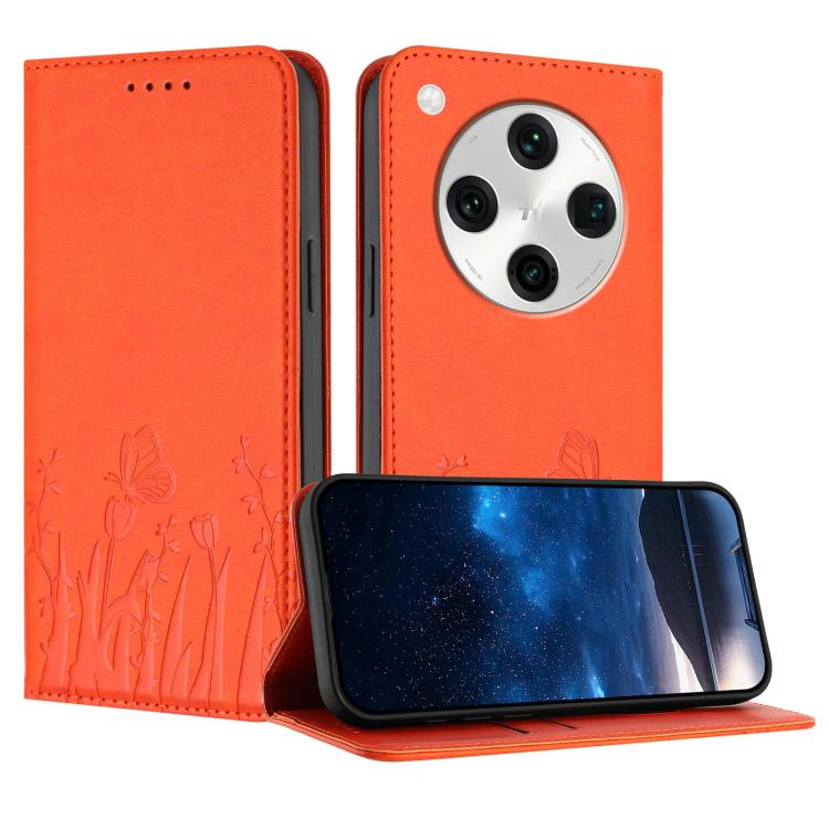 Tulips Butterfly Pattern Magnetic Vegan Leather Phone Case, For OPPO Find X8 Pro, For OPPO A78 5G Global / OPPO A1x, For OPPO Reno8 T 4G, For OPPO Find X6 Pro, For OPPO Find X6, For OPPO A1 Pro / Reno8 T 5G, For OPPO A57 4G / A57e / A57s / A77 4G / A77...