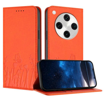 Tulips Butterfly Pattern Magnetic Vegan Leather Phone Case, For OPPO Find X8 Pro, For OPPO A78 5G Global / OPPO A1x, For OPPO Reno8 T 4G, For OPPO Find X6 Pro, For OPPO Find X6, For OPPO A1 Pro / Reno8 T 5G, For OPPO A57 4G / A57e / A57s / A77 4G / A77...