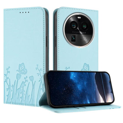 Tulips Butterfly Pattern Magnetic Vegan Leather Phone Case, For OPPO Find X8 Pro, For OPPO A78 5G Global / OPPO A1x, For OPPO Reno8 T 4G, For OPPO Find X6 Pro, For OPPO Find X6, For OPPO A1 Pro / Reno8 T 5G, For OPPO A57 4G / A57e / A57s / A77 4G / A77...