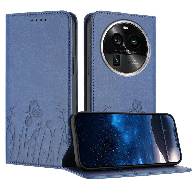 Tulips Butterfly Pattern Magnetic Vegan Leather Phone Case, For OPPO Find X8 Pro, For OPPO A78 5G Global / OPPO A1x, For OPPO Reno8 T 4G, For OPPO Find X6 Pro, For OPPO Find X6, For OPPO A1 Pro / Reno8 T 5G, For OPPO A57 4G / A57e / A57s / A77 4G / A77...