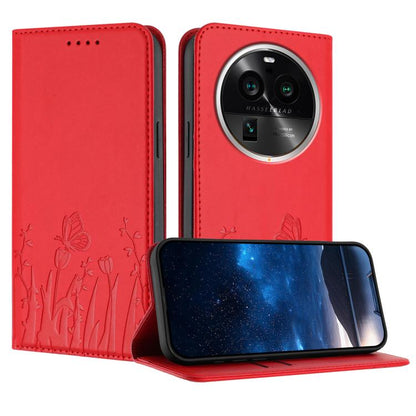 Tulips Butterfly Pattern Magnetic Vegan Leather Phone Case, For OPPO Find X8 Pro, For OPPO A78 5G Global / OPPO A1x, For OPPO Reno8 T 4G, For OPPO Find X6 Pro, For OPPO Find X6, For OPPO A1 Pro / Reno8 T 5G, For OPPO A57 4G / A57e / A57s / A77 4G / A77...