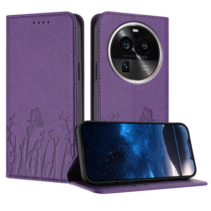 Tulips Butterfly Pattern Magnetic Vegan Leather Phone Case, For OPPO Find X8 Pro, For OPPO A78 5G Global / OPPO A1x, For OPPO Reno8 T 4G, For OPPO Find X6 Pro, For OPPO Find X6, For OPPO A1 Pro / Reno8 T 5G, For OPPO A57 4G / A57e / A57s / A77 4G / A77...