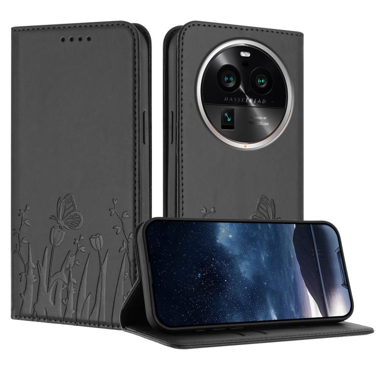 Tulips Butterfly Pattern Magnetic Vegan Leather Phone Case, For OPPO Find X8 Pro, For OPPO A78 5G Global / OPPO A1x, For OPPO Reno8 T 4G, For OPPO Find X6 Pro, For OPPO Find X6, For OPPO A1 Pro / Reno8 T 5G, For OPPO A57 4G / A57e / A57s / A77 4G / A77...