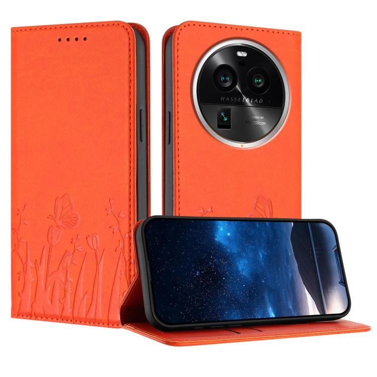Tulips Butterfly Pattern Magnetic Vegan Leather Phone Case, For OPPO Find X8 Pro, For OPPO A78 5G Global / OPPO A1x, For OPPO Reno8 T 4G, For OPPO Find X6 Pro, For OPPO Find X6, For OPPO A1 Pro / Reno8 T 5G, For OPPO A57 4G / A57e / A57s / A77 4G / A77...