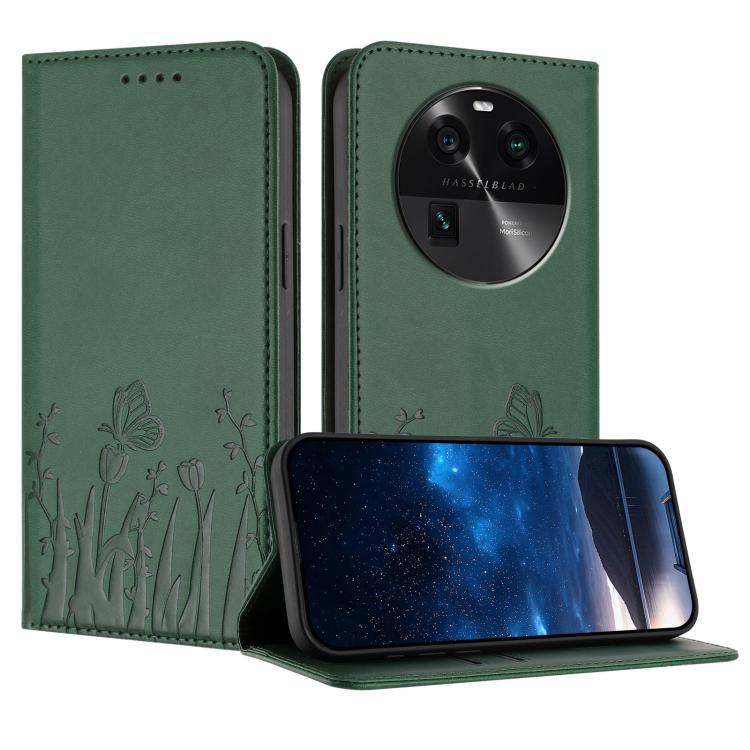 Tulips Butterfly Pattern Magnetic Vegan Leather Phone Case, For OPPO Find X8 Pro, For OPPO A78 5G Global / OPPO A1x, For OPPO Reno8 T 4G, For OPPO Find X6 Pro, For OPPO Find X6, For OPPO A1 Pro / Reno8 T 5G, For OPPO A57 4G / A57e / A57s / A77 4G / A77...