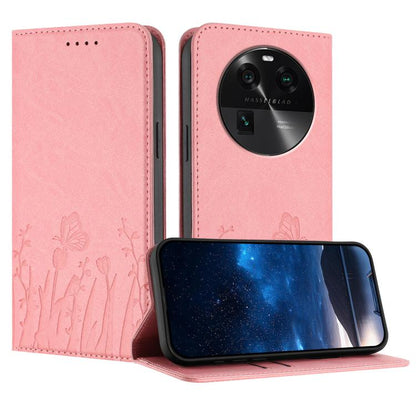Tulips Butterfly Pattern Magnetic Vegan Leather Phone Case, For OPPO Find X8 Pro, For OPPO A78 5G Global / OPPO A1x, For OPPO Reno8 T 4G, For OPPO Find X6 Pro, For OPPO Find X6, For OPPO A1 Pro / Reno8 T 5G, For OPPO A57 4G / A57e / A57s / A77 4G / A77...