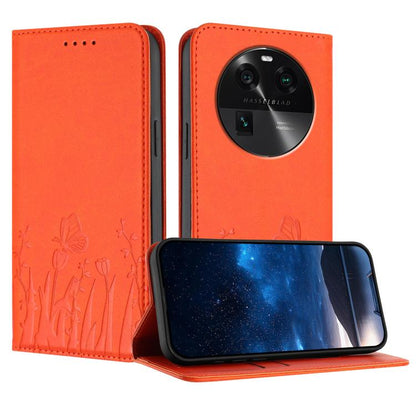 Tulips Butterfly Pattern Magnetic Vegan Leather Phone Case, For OPPO Find X8 Pro, For OPPO A78 5G Global / OPPO A1x, For OPPO Reno8 T 4G, For OPPO Find X6 Pro, For OPPO Find X6, For OPPO A1 Pro / Reno8 T 5G, For OPPO A57 4G / A57e / A57s / A77 4G / A77...