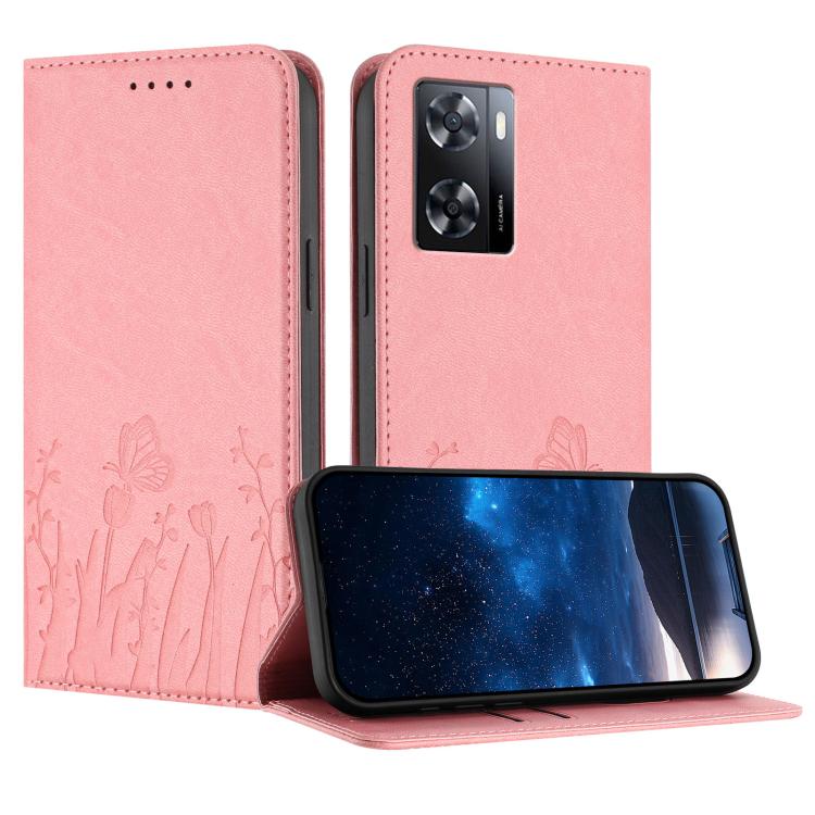 Tulips Butterfly Pattern Magnetic Vegan Leather Phone Case, For OPPO Find X8 Pro, For OPPO A78 5G Global / OPPO A1x, For OPPO Reno8 T 4G, For OPPO Find X6 Pro, For OPPO Find X6, For OPPO A1 Pro / Reno8 T 5G, For OPPO A57 4G / A57e / A57s / A77 4G / A77...