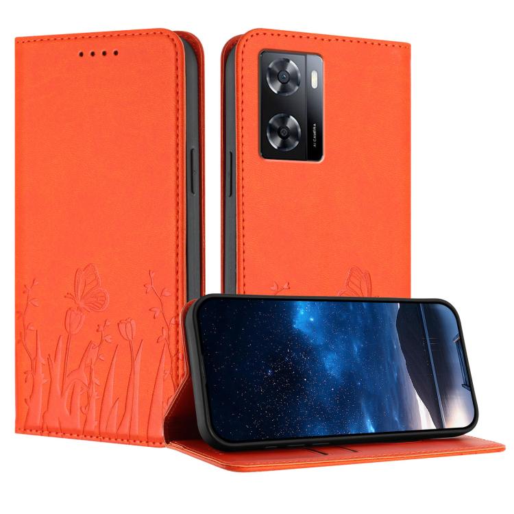 Tulips Butterfly Pattern Magnetic Vegan Leather Phone Case, For OPPO Find X8 Pro, For OPPO A78 5G Global / OPPO A1x, For OPPO Reno8 T 4G, For OPPO Find X6 Pro, For OPPO Find X6, For OPPO A1 Pro / Reno8 T 5G, For OPPO A57 4G / A57e / A57s / A77 4G / A77...