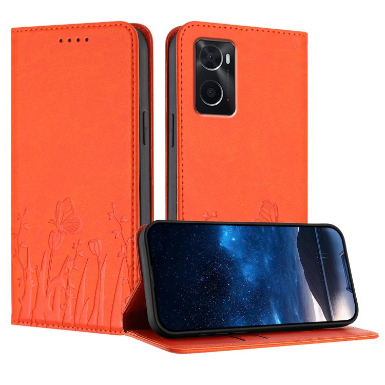 Tulips Butterfly Pattern Magnetic Vegan Leather Phone Case, For OPPO Reno8 5G, For OPPO A36 / A76 / A96 / K10 4G