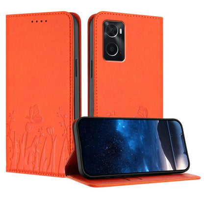 Tulips Butterfly Pattern Magnetic Vegan Leather Phone Case, For OPPO Reno8 5G, For OPPO A36 / A76 / A96 / K10 4G