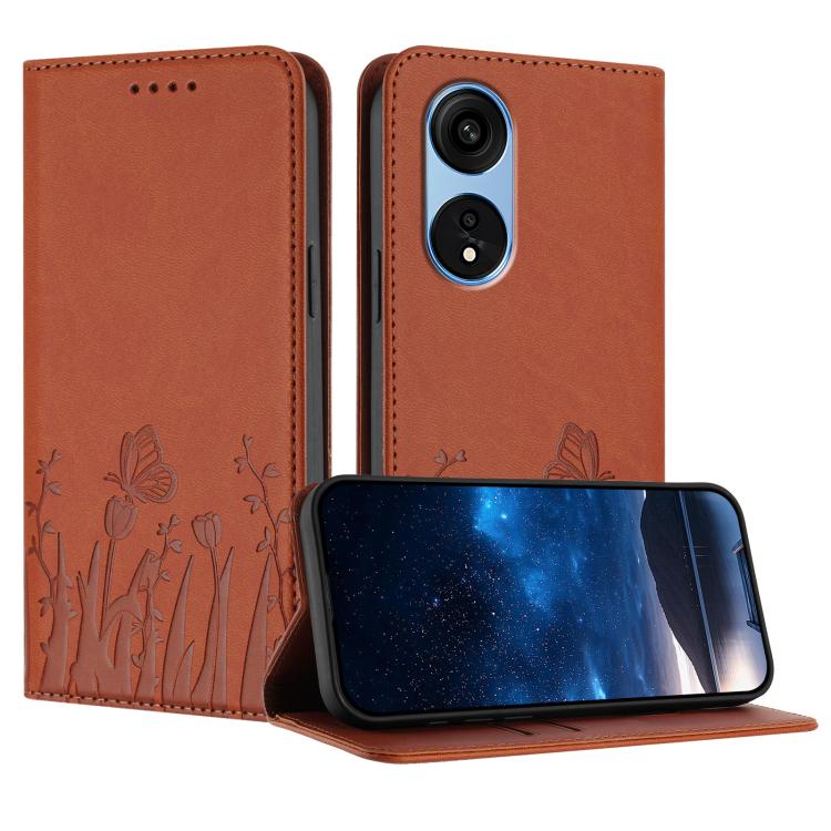 Tulips Butterfly Pattern Magnetic Vegan Leather Phone Case, For OPPO Find X8 Pro, For OPPO A78 5G Global / OPPO A1x, For OPPO Reno8 T 4G, For OPPO Find X6 Pro, For OPPO Find X6, For OPPO A1 Pro / Reno8 T 5G, For OPPO A57 4G / A57e / A57s / A77 4G / A77...