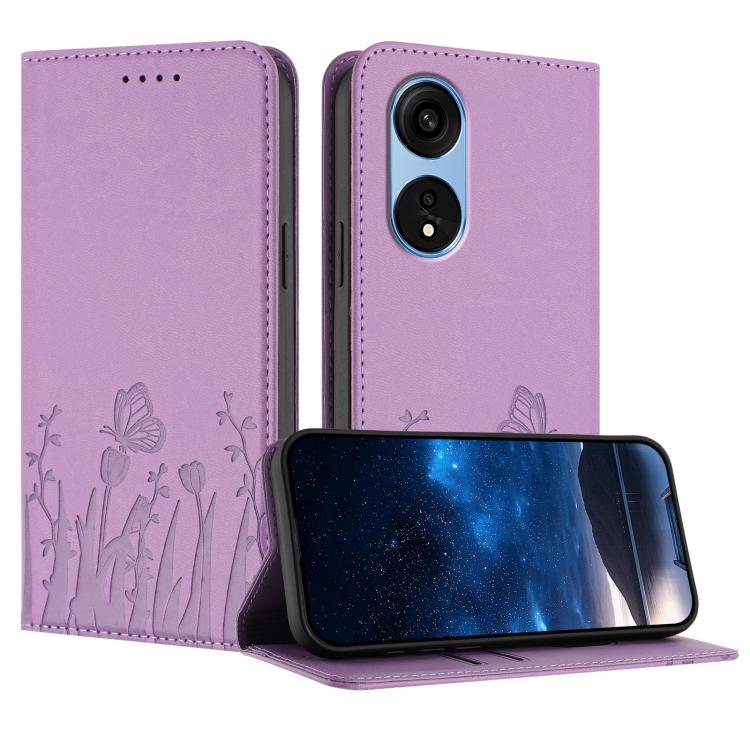 Tulips Butterfly Pattern Magnetic Vegan Leather Phone Case, For OPPO Find X8 Pro, For OPPO A78 5G Global / OPPO A1x, For OPPO Reno8 T 4G, For OPPO Find X6 Pro, For OPPO Find X6, For OPPO A1 Pro / Reno8 T 5G, For OPPO A57 4G / A57e / A57s / A77 4G / A77...