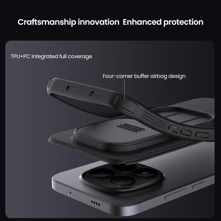 NILLKIN CamShield Pro phone case showing corner and camera cover fit, black